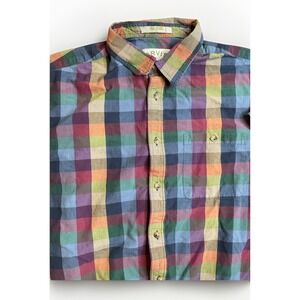 Orvis XL  Button Up‎ Short Sleeve Shirt Multicolor Plaid Cotton Preppy Normcore